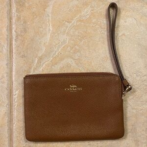Coach Brown Leather Wristlet with Detachable Strap